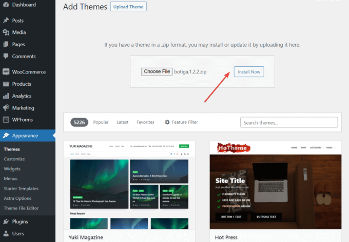 Installer le thème gratuit Botiga sur un site WordPress