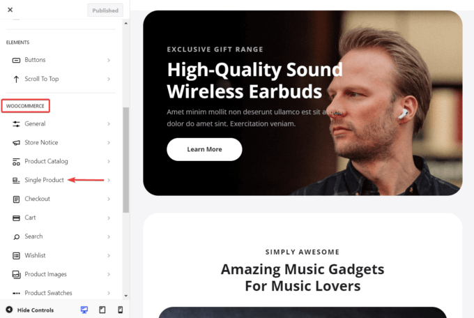 Options WooCommerce dans le Customizer