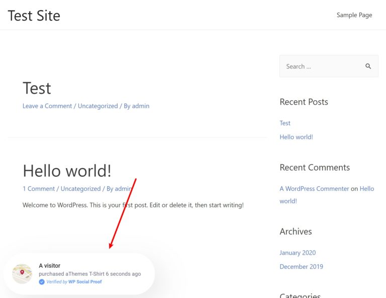 Exemple WP Social Proof